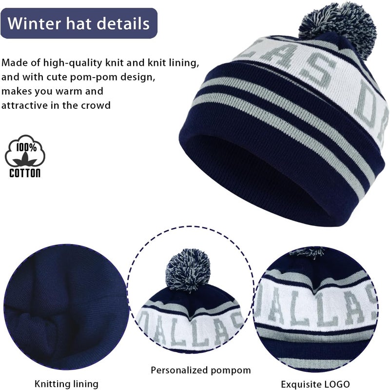 mtstaowe Vintage Classic Skull Cap Beanie Hat Cuffed Winter Hat Knit Comes with Warm Gloves Gifts for Men Women Fans - Image 2